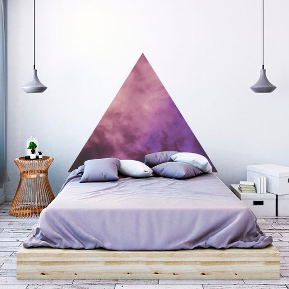 Cabecera de cama triangulo cielo lila
