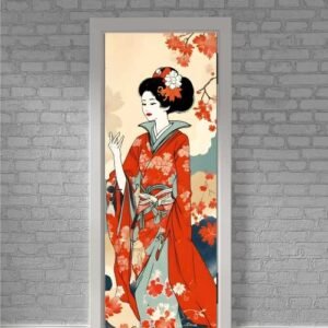 vinilo decorativo puerta motivo japones